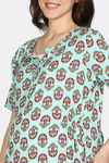Coucou Maternity Woven Mid Calf Length Loungewear Dress With Front Open Button - Ocean Green — thumbnail 6
